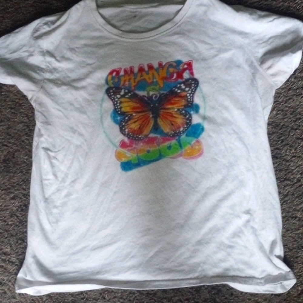 Multicolored butterfly shirt